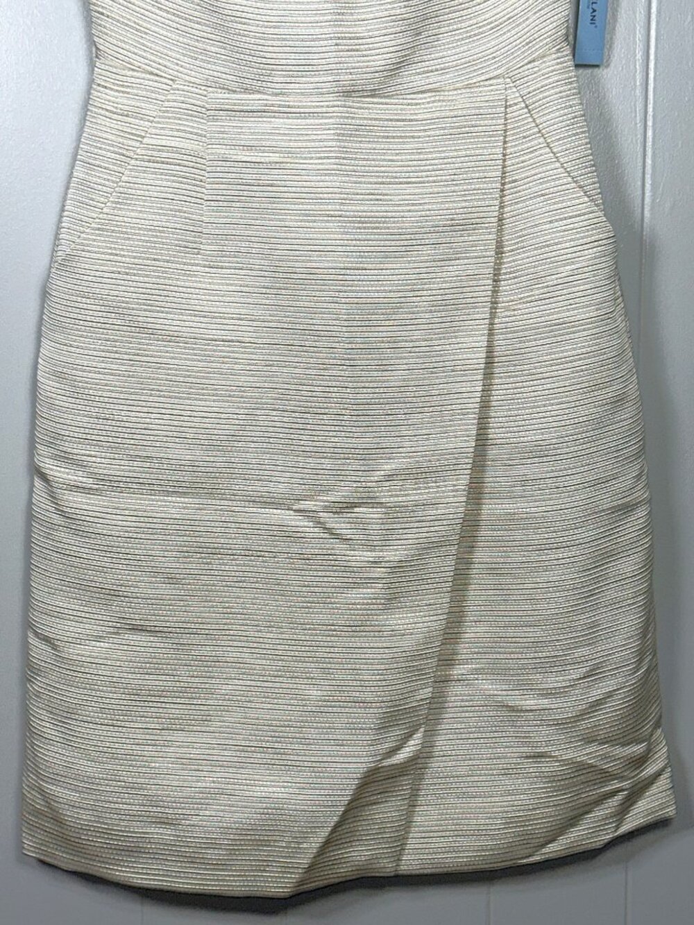 Antonio Melani Elda Textured Ivory Sleeveless Faux Wrap Sheath Pockets Dress 2 - Picture 3 of 8